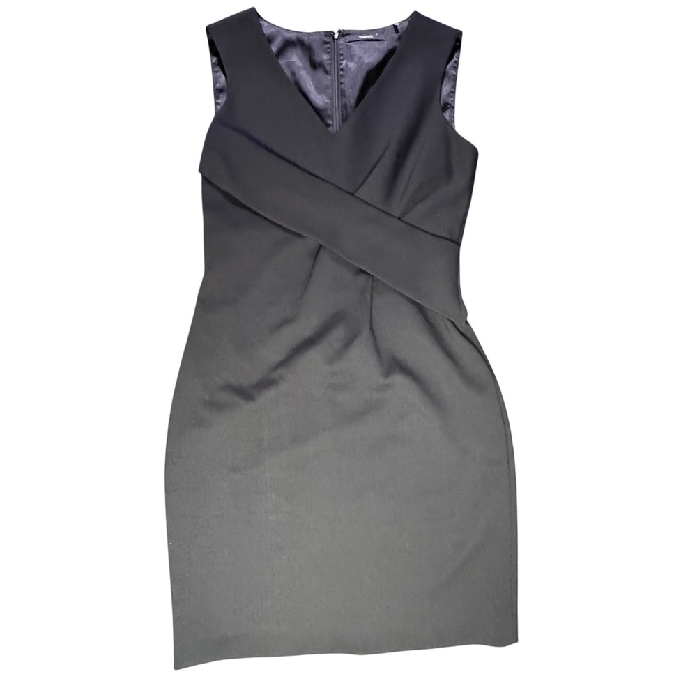 Tahari Black Sleeveless Sheath Dress V-Neck Career Workwear Size 8‎